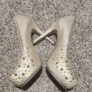 Gianni Bini Gold Studded Platform Heels